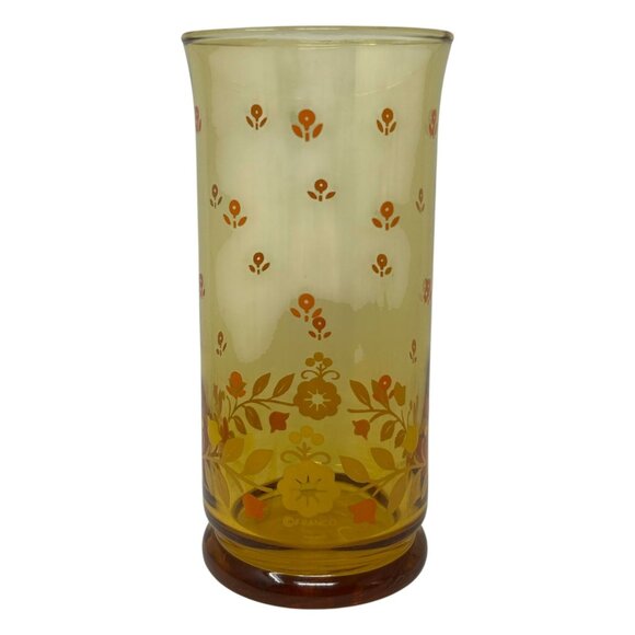 Set Of 2 Vintage Libbey Franco Amber Floral Glasses 1960s MCM Drinkware Retro - Picture 12 of 16